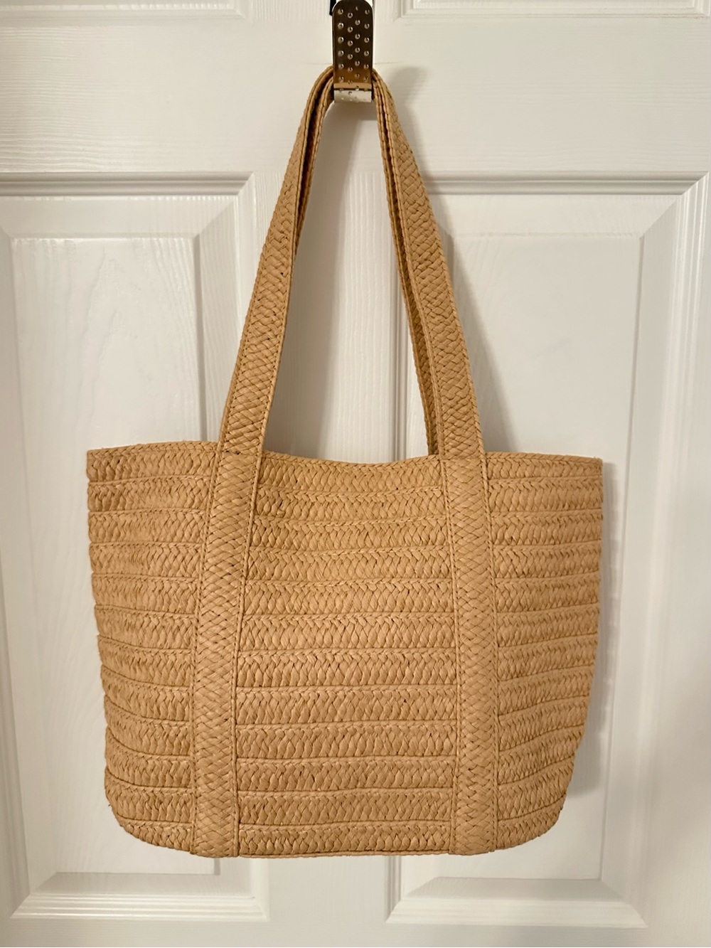 Draper James Tan/Beige Woven Straw Summer Tote Bag